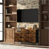 BukkitBow vintage dressoir met opbergruimte, stopcontact, stabiel en lichtgewicht, afmetingen 132x88x30cm, modern en duurzaam.