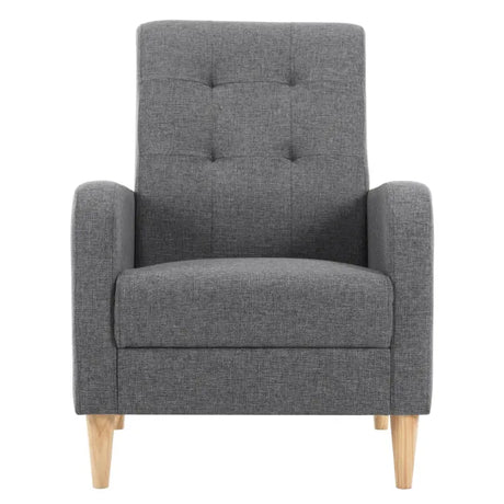 Luxe BukkitBow vleugelstoel met armleuningen, linnen en fluwelen bekleding, massief houten poten, comfortabele loungestoel.