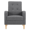 Luxe BukkitBow vleugelstoel met armleuningen, linnen en fluwelen bekleding, massief houten poten, comfortabele loungestoel.
