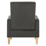 Luxe BukkitBow vleugelstoel met armleuningen, linnen en fluwelen bekleding, massieve houten poten, elegante lounge fauteuil.