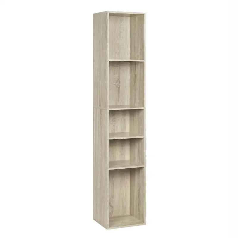 BukkitBow vrijstaande boekenkast met 5 kubussen en vitrines, organizer voor woonkamer, afmetingen 30x151x26 cm