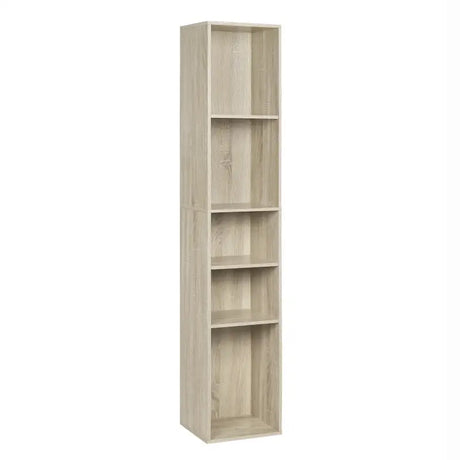 BukkitBow vrijstaande boekenkast met 5 kubussen en vitrines, organizer voor woonkamer, afmetingen 30x151x26 cm