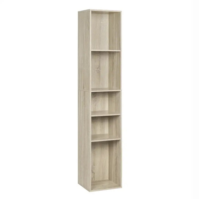 BukkitBow vrijstaande boekenkast met 5 kubussen en vitrines, organizer voor woonkamer, afmetingen 30x151x26 cm
