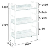BukkitBow wandkast en opbergrek met 3 planken, grote opslagruimte, multifunctioneel, afmetingen 60x27,5x93 cm, zwart metalen frame