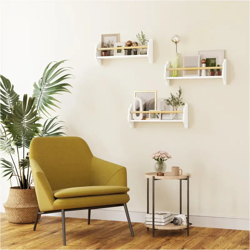 Set van 3 BukkitBow wandplanken voor kinderen, rechtopstaande boekenplanken voor kinder- en slaapkamers, geschikt voor op de muur