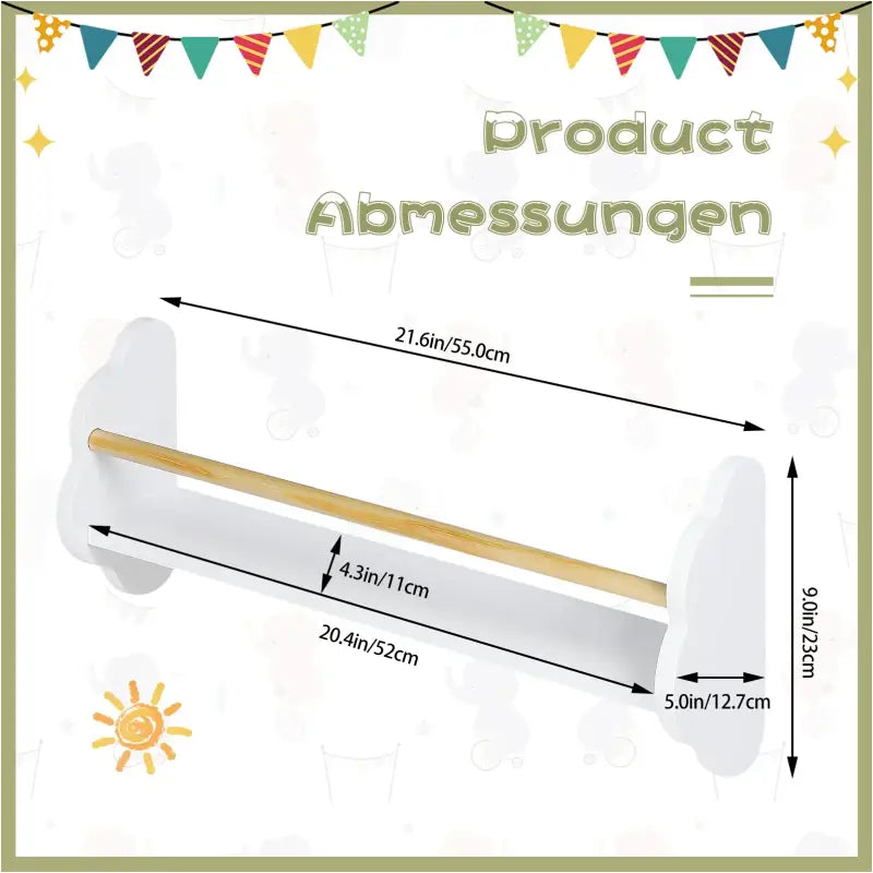 Set van 3 BukkitBow wandplanken voor kinderen, rechtopstaande boekenplanken voor de kinder- of slaapkamer, houten opbergplanken.