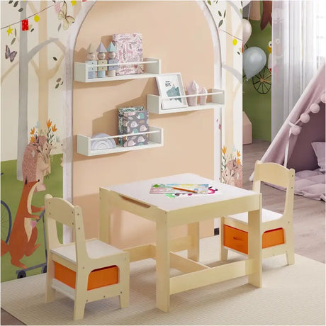 Set van drie witte zwevende boekenplanken van 40 cm breed van BukkitBow, geschikt voor wandmontage.