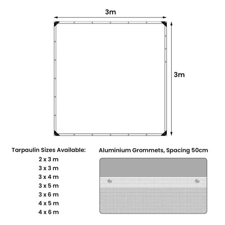 Transparant waterdicht afdekzeil BukkitBow met aluminium oogjes, UV- en weerbestendig, 140g/m², diverse maten.