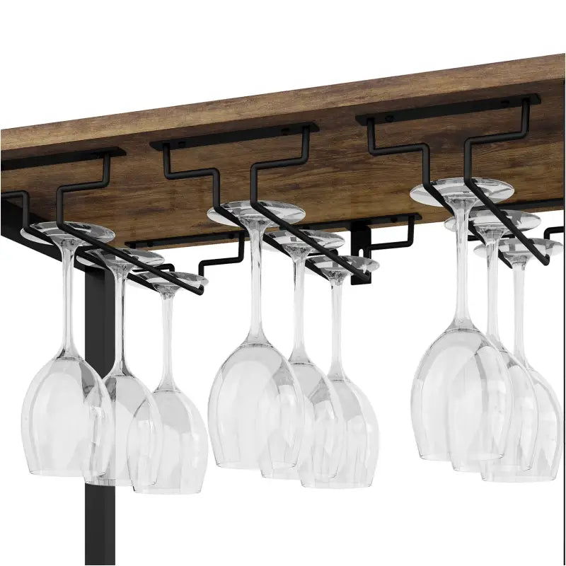 BukkitBow wijnopbergrek van sterk metaal, 4-laags, voor 20 flessen, inclusief 3 glazenhouders, rustiek industrieel design.