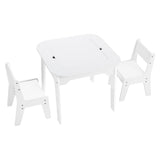 Witte kindertafel met 2 stoeltjes van BukkitBow, dubbelzijdig tafelblad en opbergruimte voor kinderen, geschikt voor speel- en studeerruimte