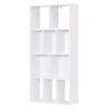 Witte BukkitBow kubus boekenkast met 4 lagen en 10 open vakken, ideaal voor boekdisplay, afmetingen 60x20x120cm.