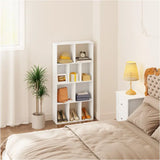 Witte BukkitBow kubus boekenkast met 4 lagen en 10 open vakken, afmetingen 60x20x120cm, voor boeken en display.