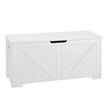 BukkitBow witte opbergbank met veiligheidsscharnieren, 100x47x40 cm, 76L, geschikt voor tuin of schuur opslag