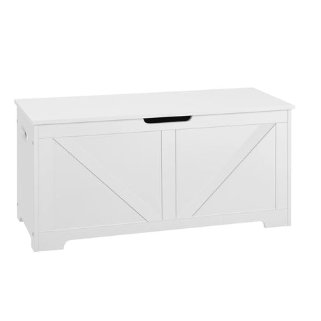 BukkitBow witte opbergbank met veiligheidsscharnieren, 100x47x40 cm, 76L, geschikt voor tuin of schuur opslag