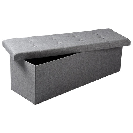 BukkitBow XXL opvouwbare opbergbank en poef van 110 cm, zwart, draagkracht tot 300 kg, ruime opbergcapaciteit 118 liter.