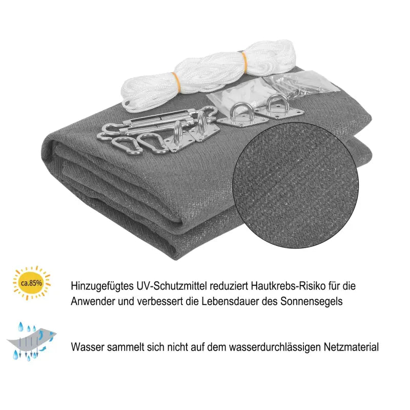 BukkitBow zonnescherm of schaduwdoek van 180g/m², scheurbestendig, tot 85% zonbescherming, inclusief bevestigingsmateriaal.