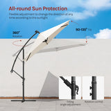 BukkitBow - Zwevende Parasol met Solar LED-Verlichting - 360° Draaibaar