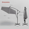 BukkitBow zwevende parasol met solar LED-verlichting, 360° draaibaar, stijlvolle buitenparasol voor terras of tuin.