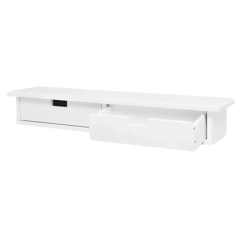 BukkitBow zwevende wandboekenplank met 2 lades, geschikt voor CDs en DVDs, afmeting 65x10x15cm, modern design.