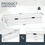 BukkitBow zwevende wandboekenplank met 2 laden voor CD's en DVD's, afmetingen 65x10x15 cm, moderne zwarte design