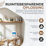 BukkitBow zwevende wandplank van rustiek bruin hout, 10 kg draagvermogen, diverse maten 25-120cm, muurmontage, voor boeken en decoratie.