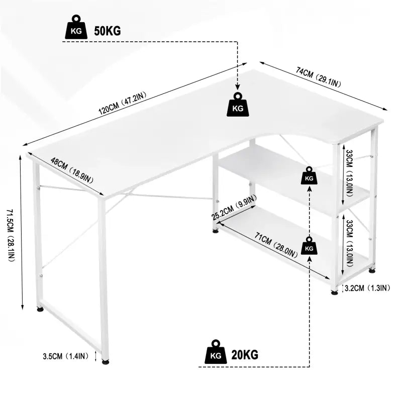 BukkitBow - Industrieel Bureau - Compact Hoekbureau met 2