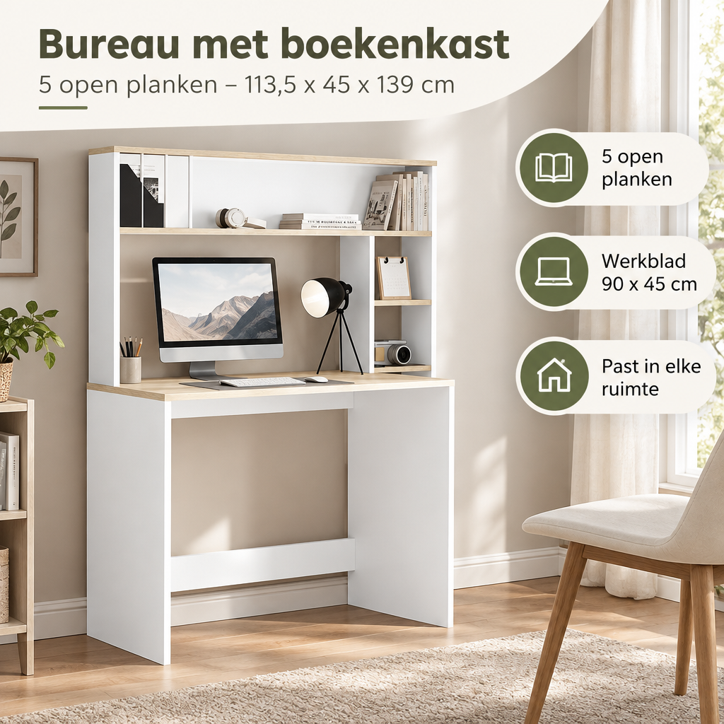 Praktische toepassing en keuzehulp voor bureau met boekenkast