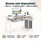 Overzicht van bureau met stopcontact met de belangrijkste productvoordelen