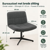 Afmetingen en productspecificaties van bureaustoel met brede zitting