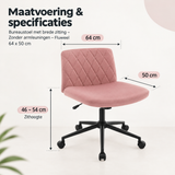Afmetingen en productspecificaties van bureaustoel met brede zitting