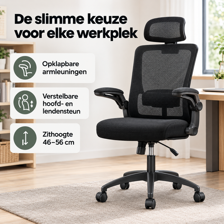 Praktische toepassing en keuzehulp voor bureaustoel met opklapbare armleuningen