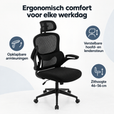 Overzicht van bureaustoel met opklapbare armleuningen met de belangrijkste productvoordelen