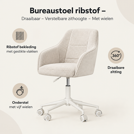 Belangrijkste voordelen en eigenschappen van bureaustoel ribstof