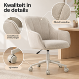 Detail van materiaal en afwerking van bureaustoel ribstof