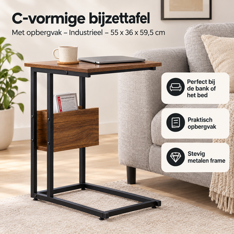 Praktische toepassing en keuzehulp voor C-vormige bijzettafel