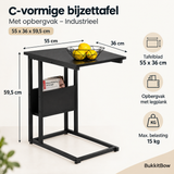 Afmetingen en productspecificaties van C-vormige bijzettafel
