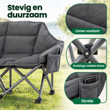 Detail van materiaal en afwerking van campingstoel 2 personen