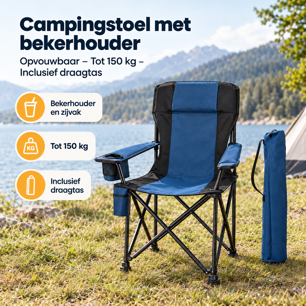 Praktische toepassing en keuzehulp voor campingstoel met bekerhouder