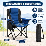 Afmetingen en productspecificaties van campingstoel met bekerhouder