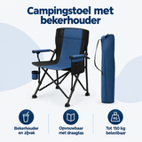 Overzicht van campingstoel met bekerhouder met de belangrijkste productvoordelen