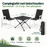 Afmetingen en productspecificaties van campingtafel met bekerhouders