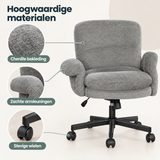 Detail van materiaal en afwerking van chenille bureaustoel