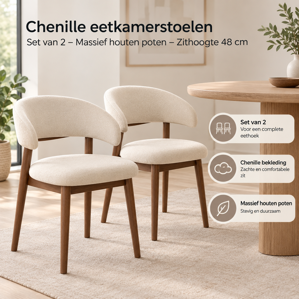 Praktische toepassing en keuzehulp voor chenille eetkamerstoelen