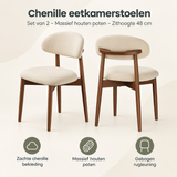 Overzicht van chenille eetkamerstoelen met de belangrijkste productvoordelen