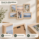 Detail van materiaal en afwerking van collage fotolijst 6 foto's