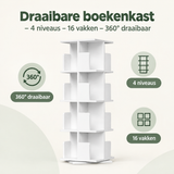 Overzicht van draaibare boekenkast met de belangrijkste productvoordelen