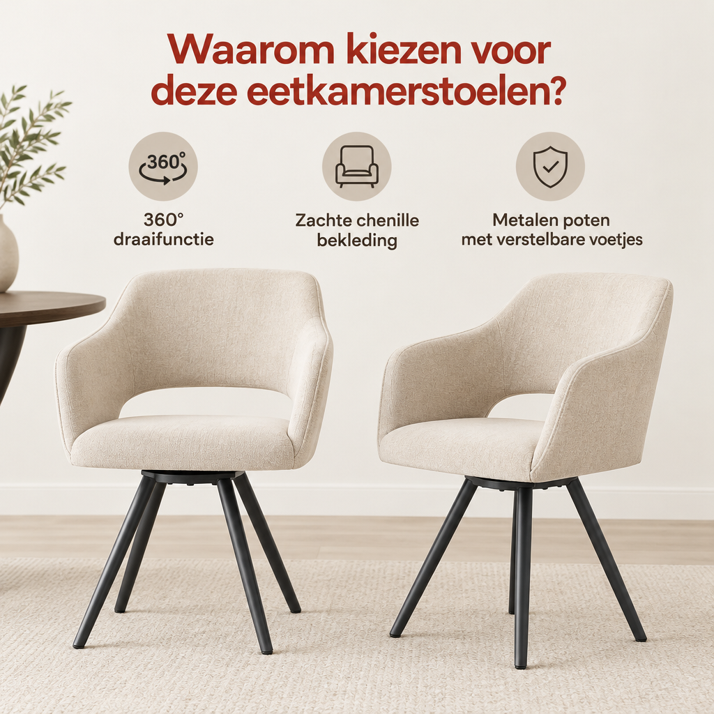 Belangrijkste voordelen en eigenschappen van draaibare eetkamerstoelen