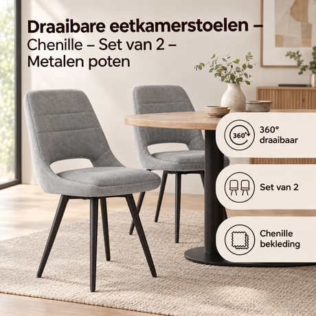 Praktische toepassing en keuzehulp voor draaibare eetkamerstoelen