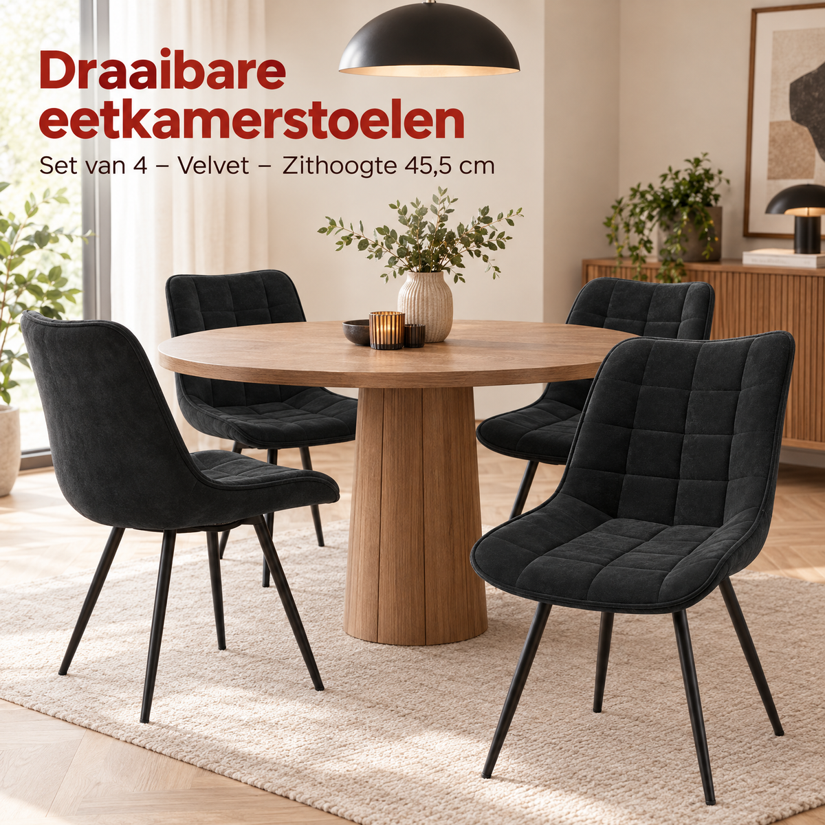 draaibare eetkamerstoelen in gebruik in een passende praktijksituatie