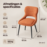 Afmetingen en productspecificaties van draaibare eetkamerstoelen